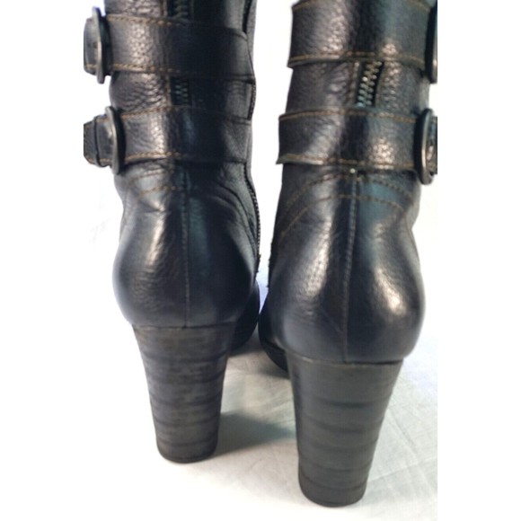 BornY2K 90s Boots women's black leather knee high block heel Size 10 M - Picture 4 of 8